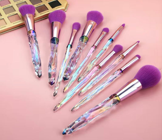 10 pc Purple Iridescent Makeup Brushes