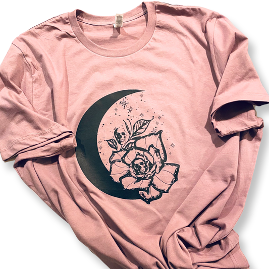 Moon And Skulls T- shirt - Orchid