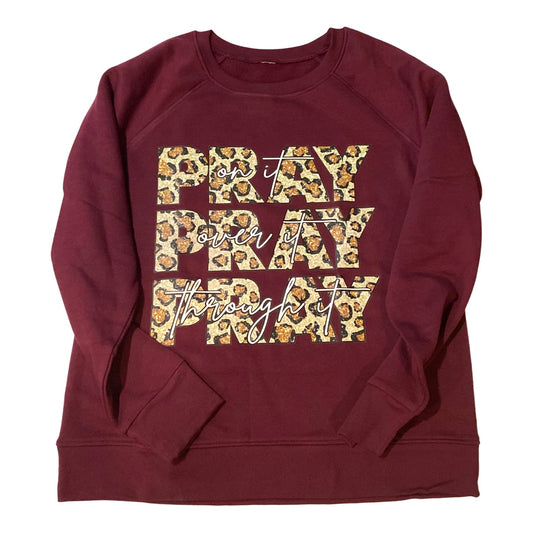 Maroon Pray On It Fitted Crewneck Sweater
