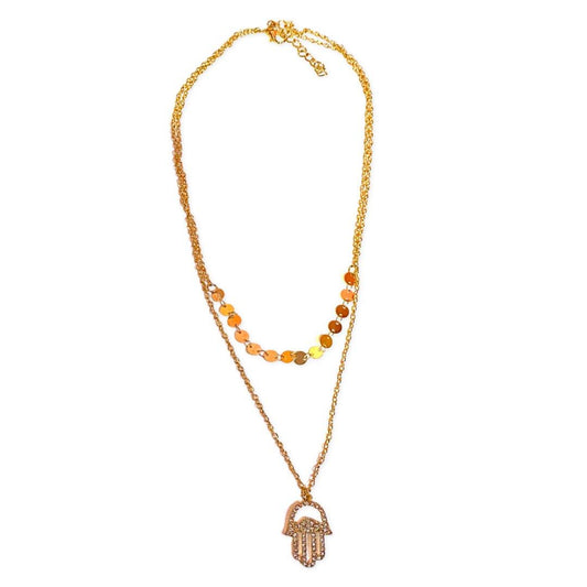 Short Gold Two Layer Evil Eye Necklace