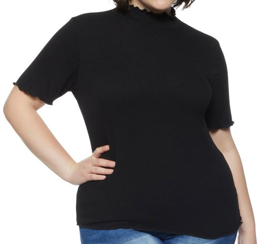 Plus Size Black Ribbed Top