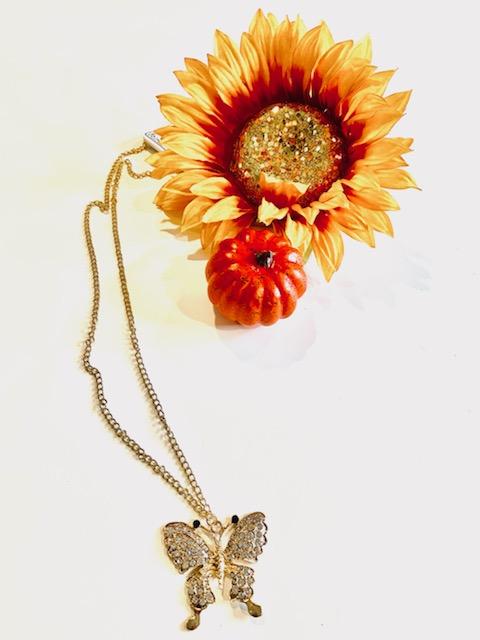Long Gold Butterfly Necklace