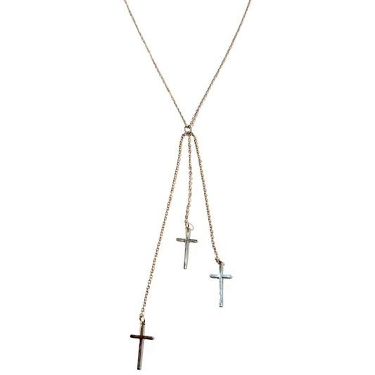 Silver Triple Cross Necklace